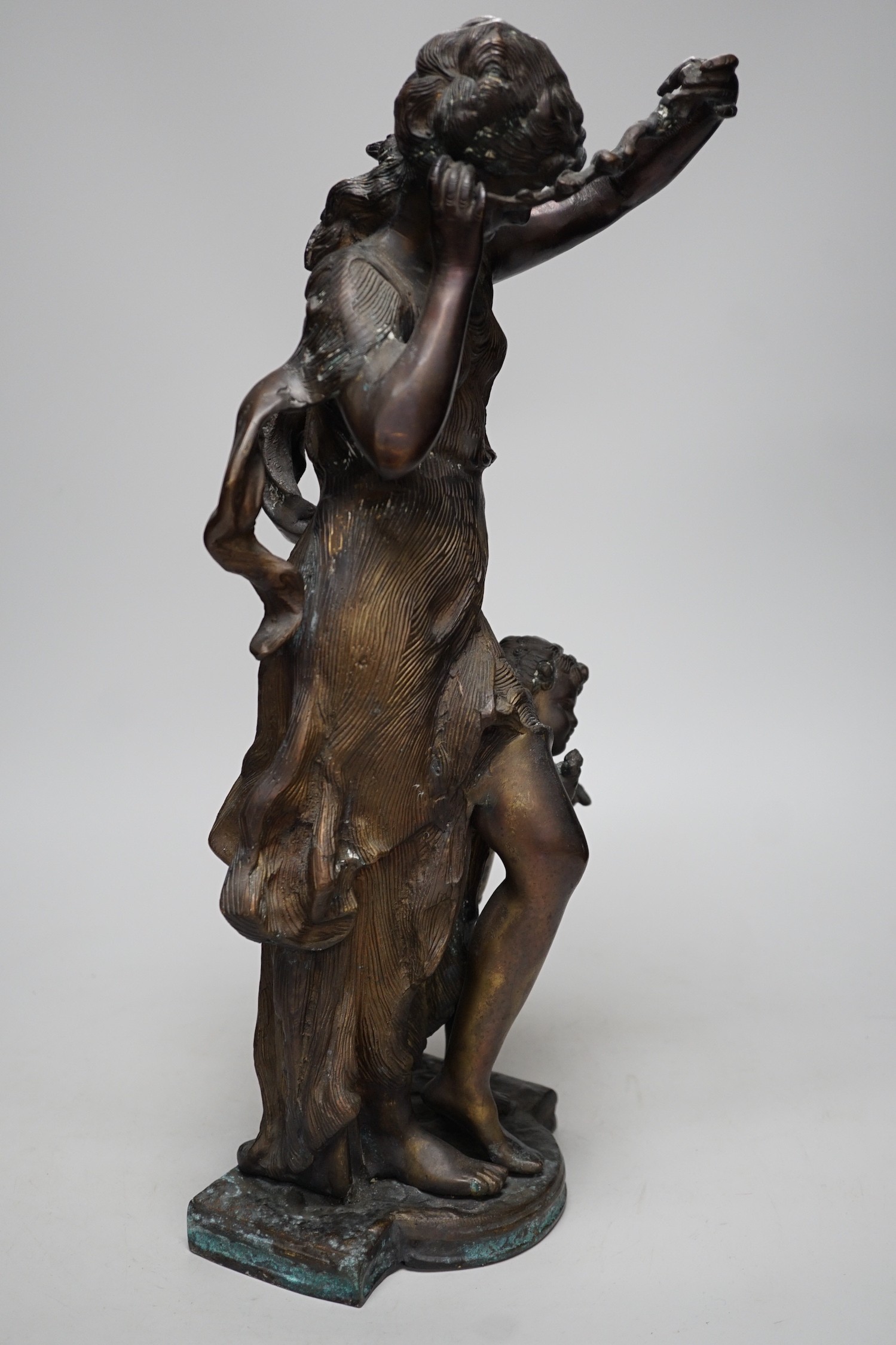 A bronze figure group, 46cm